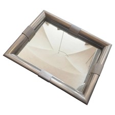1970s Mid-Century Modern Silver Plated Mirror Glass Tray by Tommaso Barbi picture
