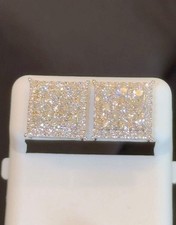 1.99 CARAT CERTIFED LAB GROWN DIAMONDS STERLING SILVER 12 MM STUDS EARRINGS picture