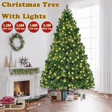 4/5/6/7ft Artificial Green Christmas Tree With Lights Decoration Festival Xmas picture