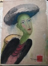 Vietnam minority girl orig watercolor painting  Dang Dinh Ngai 12 x 15.7 in picture