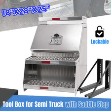 Side Mount Semi Truck Tool Box w/ Saddle Step Open Wide Design 24.5