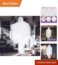 Durable 63” White Faceless Grim Reaper - Lightweight Hanging Halloween Decor picture