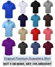 Men Guayabera Original Cuban Short sleeve dress shirt, Wedding Cigar Bartender picture