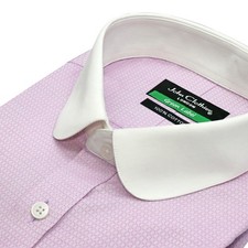 30s 50s Vintage Style Penny Round Collar Men's Lilac Checks Formal Banker Shirt picture