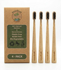 NaturBrush Bamboo and Horsehair Bristle Toothbrush (4 Pack) - 100% Plastic Free picture
