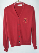 Vtg 60s 70s Izod Of London Lacoste Maroon Cardigan Orlon Acrylic Cardigan Medium picture
