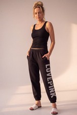 Pink by Victoria's Secret Matching Hoodie and Joggers Black w/ Silver picture
