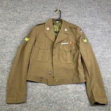 Vintage US Army Ike Jacket Wool Field Coat Olive Drab Military Size 38L picture