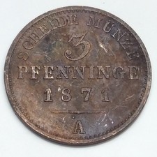 1871 A German States Prussia 3 Pfennig KM# 482 Circulated Coin D815 picture