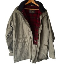 Woolrich Vintage Mens Plaid Flannel Wool Lined Jacket Olive Green M Chore Coat picture