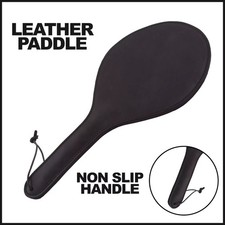 Premium Handmade Leather Paddle BDSM Slapper | Genuine Cowhide Black | Heavy Dut picture