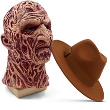 Freddy Krueger Costume Night Killer Latex Mask Brown Hat Halloween Horror Outfit picture