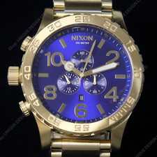 US NEW Authentic NIXON 51-30 Chrono GOLD BLUE SUNRAY Watch A0832735 MENS GIFT picture
