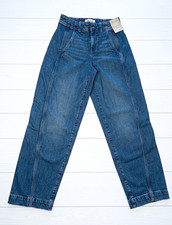 NWT Madewell Tapered Denim Trousers High Rise Seamed Size 25P Petite Wide Leg picture