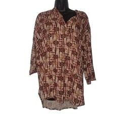 ICEBERG FEMME Boho Tunic Top Aztec Print designer Button Up Shirt plus size 4X picture