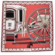 Hermès Balade en Berline 90cm Silk Scarf Red White Black Unworn with Box picture