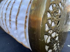 Antique Mid East Islamic Qajar Style Hand-Engraved Accordion Brass Lantern picture