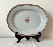 Antique 18th C Chinese Export Oval Porcelain Floral Serving Platter Plate 11.75” picture