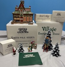Christmas Department 56 North Pole Express Santa & Mrs Trees Bundle Lights up picture