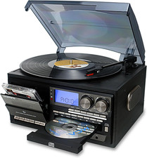 Vinyl Record Player 10 in 1 3 Speed Bluetooth Vintage Turntable CD Cassette picture