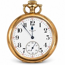 Antique Elgin 18S 7 Jewel Pocket Watch Gold Filled Engraved Case Vintage picture