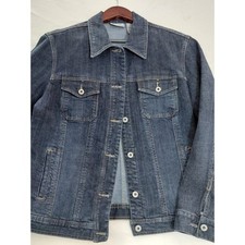 CHICO'S Platinum Men's Denim Jacket – Blue Wash Button Front Utility Style picture