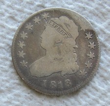 1818 25C Capped Bust Silver Quarter  Rare Key Date Philadelphia Good VG Cleaned picture