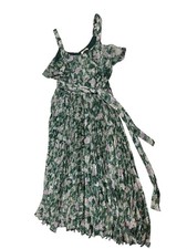 NWT Easel Womens Floral Maxi Dress Green Large Sleeveless Smock Pleated (S493) picture