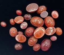 (24) VTG Carnelian to Sard Chalcedony Scarab Cabochons Small to Dimi picture