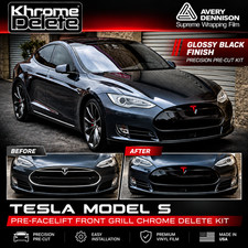 2012-2016 Tesla Model S Pre-Facelift Nose Cone Vinyl Overlay Gloss Black picture