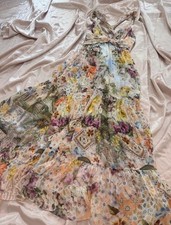 Women's Multicolor Floral Maxi Dress Beaded Tie V-Neck Sleeveless Adjustable picture