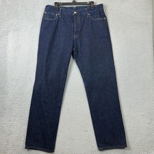 J Crew Jeans Mens 34X32 Classic Straight Indigo Blue Dark Wash Casual Denim EUC picture
