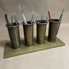 Vintage Mid Century Watchmakers Jeweler Heavy Brass Watchmaking Tool Holder Desk picture