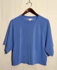 Athleta Seasoft Tee Womens Medium Blue Crew Neck Short Sleeve Relaxed Modal Top picture
