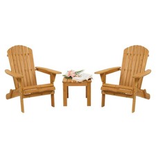 Set of 2 Adirondack Outdoor Patio Deck Wood Lounge Chair Folding Patio Furniture picture