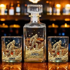 Personalized Bigfoot Whiskey Decanter Set with Glass Father’s Day Gift for Dad picture