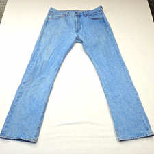 Levi's 501 Men's Light Wash Blue Denim Jeans Straight Leg Button Fly 5-Pocket picture