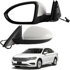 Left Driver Mirror Heated Blind Spot Manual Fold for 2019-2023 VW Jetta White picture