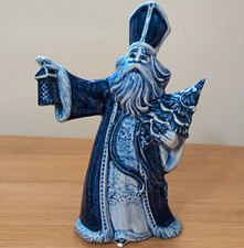 Vintage Holland Delft Blue White Ceramic St. Nicolas Figurine 8 in GH 521F 1100 picture