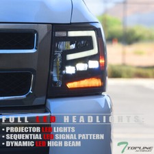 Topline For 2007-2014 Silverado Full LED Sequential Projector Headlights - Black picture