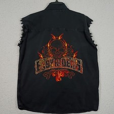 Sports Gallery Easyriders Sleeveless Shirt Mens L Black Fade Biker Skull Flame picture
