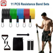 11 PC Resistance Bands Set Pull Rope Gym Home Fitness Workout Crossfit YogaTube picture