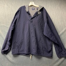 GAP Men's Anorak Jacket Size XL Blue Windbreaker Pullover Long Sleeve Hooded picture