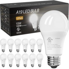 4/6/12/24-pack A19 LED Bulbs 15W equivalent 100W replacement Daylight 5000K E26 picture