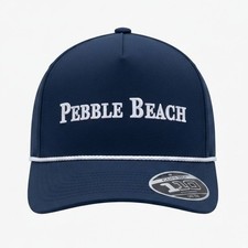 Pebble Beach Golf Hat Navy Blue Rope Cap Flexfit 110 Snapback Lone Cypress 1919 picture