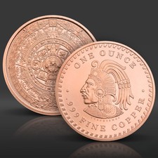 Aztec Calendar Cuauhtemoc 1 oz Avoirdupois .999 Fine Copper Round Bullion picture
