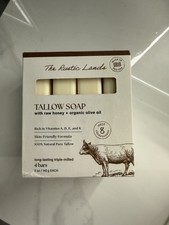 THE RUSTIC LANDS Grass Fed Beef Tallow Soap Bars Set of 4 with Honey & Olive Oil picture