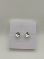 Jared Natural Oval Aquamarine Diamond Stud Earrings 10K White Gold 1/8 ct tw picture