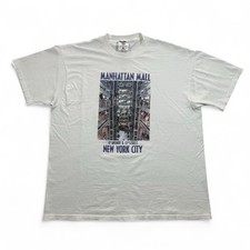 Vintage 90s Manhattan Mall New York City Graphic Shirt Rare Art Men's Size Large picture