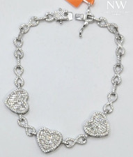 16CTW MOISSANITE Heart Infinity Bracelet Solid 925 Sterling Silver Iced NEW picture